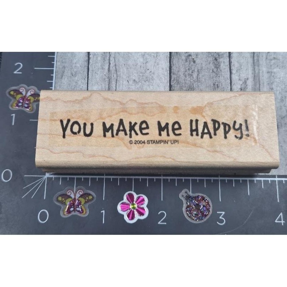 Stampin' Up! You Make Me Happy 2004 Rubber Stamp Wood #M119